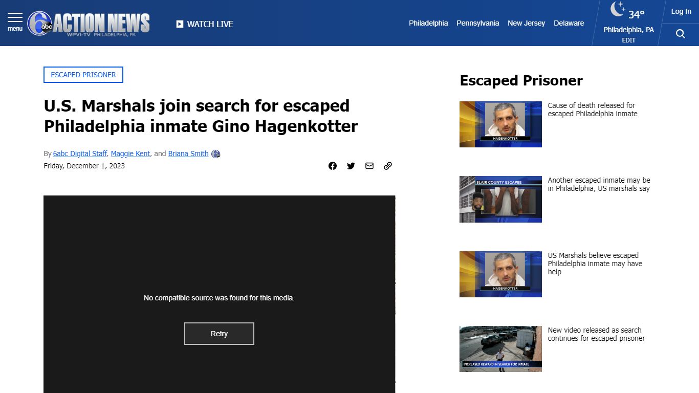 Escaped Philly inmate Gino Hagenkotter: U.S. Marshals search for ...