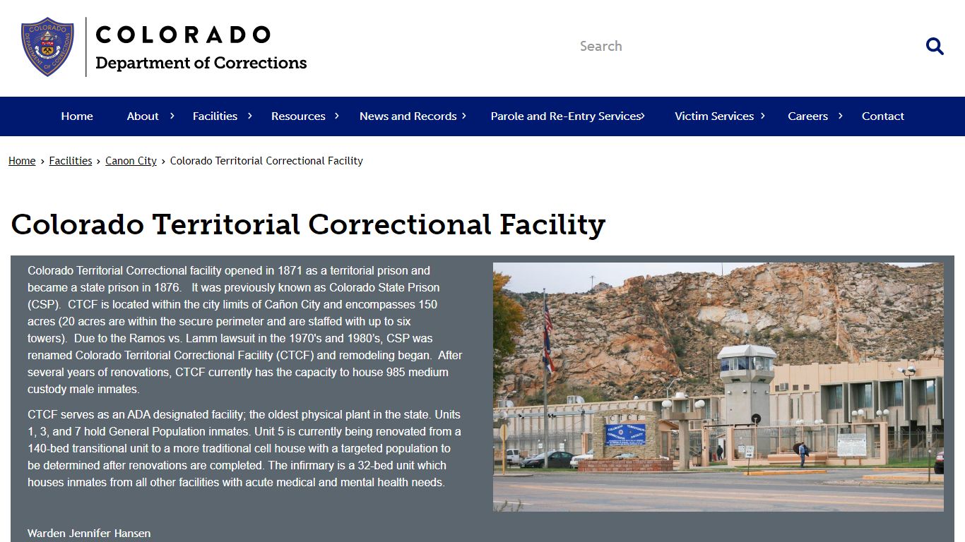 Colorado Territorial Correctional Facility | Department of Corrections